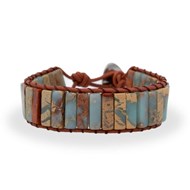 Bracelet GRAD en pierres naturelles de Jaspe et cuir véritable