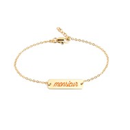 Mini bracelet gravé plaqué or MONSIEUR