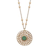 Collier Somptuose Plaqué Or Médaille Soleil Aventurine