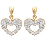 Boucles d'oreilles femme coeur serti d'oxyde de zirconium Plaqué OR 750 3 microns