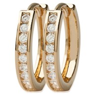 Boucles d'oreilles femme créole anneau d'oxyde de zirconium Plaqué or 750 3 microns