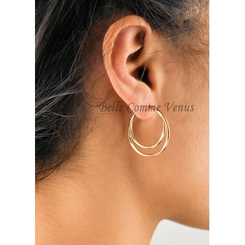 Creole earrings 2 hoops 750 gold plated 3 microns