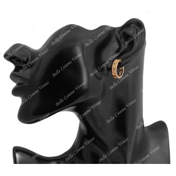 Creole flower earrings set with zirconium oxide 750 gold-plated 3 microns