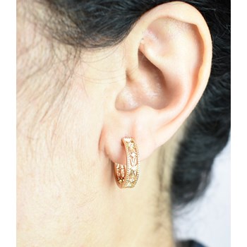 Creole flower earrings set with zirconium oxide 750 gold-plated 3 microns