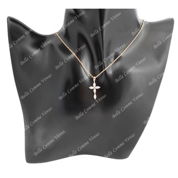 Cross necklace set with oval zirconium oxide Gold-plated 750 3 microns