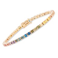 Bracelet plaqué or pierres synthétiques multicolores longueur 19cm