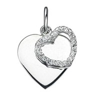 Collier double coeurs et sa Chaine de 51 cm en argent 925/1000