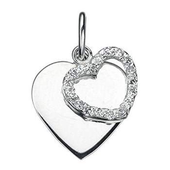 925/1000 zilveren dubbel hart ketting met 51 cm ketting
