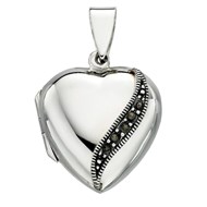 Collier coeur marcassite et sa Chaine de 51 cm en argent 925/1000