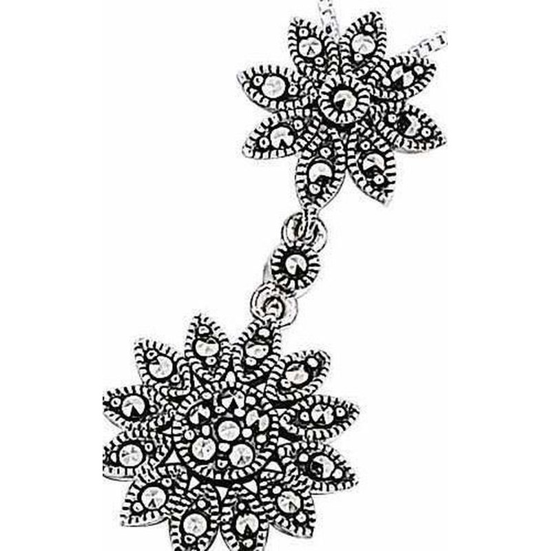 Collier fleurs marcassite et sa Chaine de 51 cm en argent 925/1000