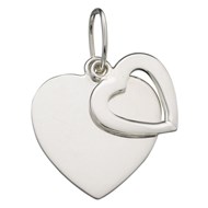 Collier  double coeur et sa Chaine de 51 cm en argent 925/1000