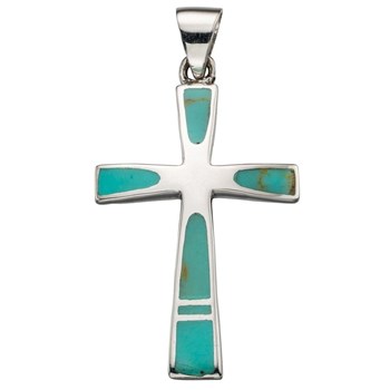 Collier  turquoise croix et sa Chaine de 51 cm en argent 925/1000