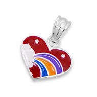 Collier coeur arc en ciel en argent 925/1000