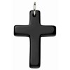 Collier croix agate noir en argent 925/1000 - vue V1