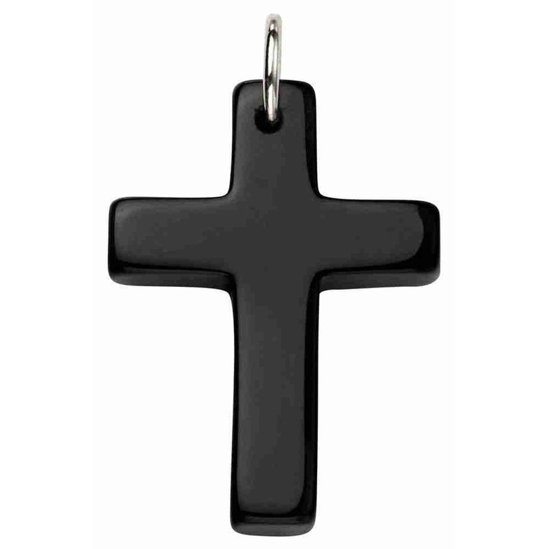 Collier croix agate noir en argent 925/1000