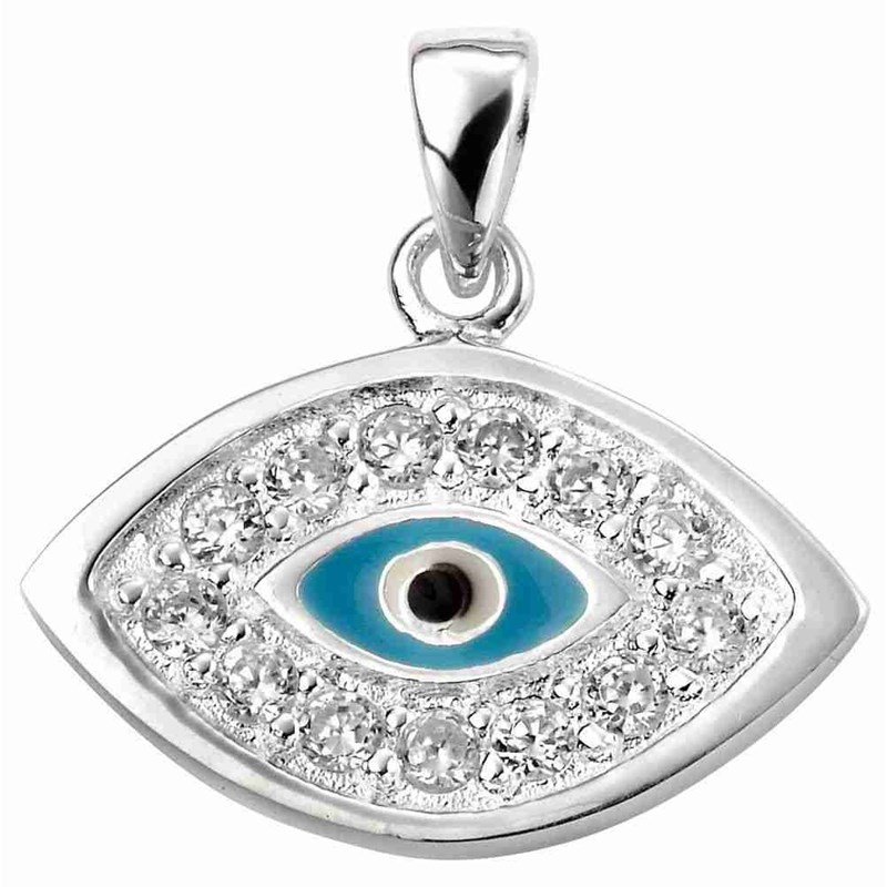 Collier oeil bleu en argent 925/1000