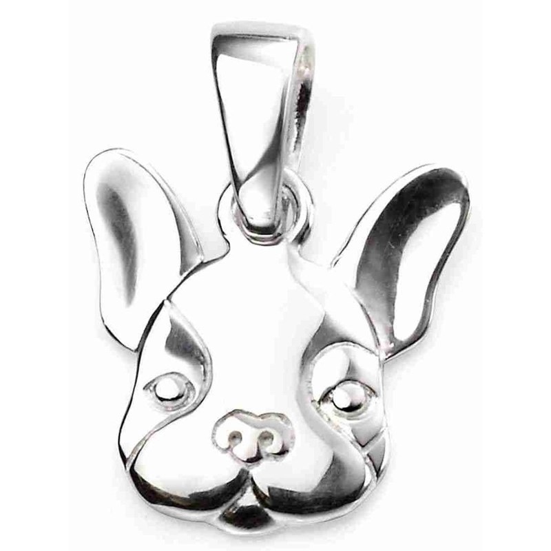 Collier bouledogue français en argent 925/1000