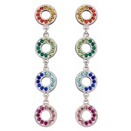 Boucle d'oreille original aux couleurs arc en ciel en argent 925/1000
