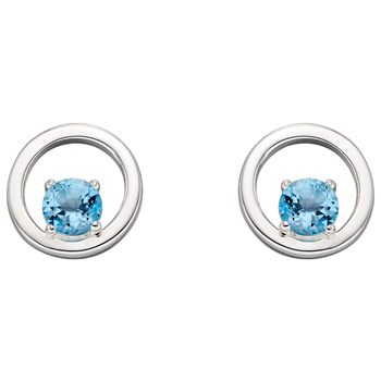 Blauwe topaas oorbel in sterling zilver 925/1000