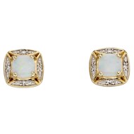 Boucle d'oreille opal et diamant en or 375/1000