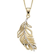 Collier plume d'or et or blanc 375/1000