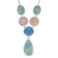 Collier quartz rose et bleu turquoise en argent 925/1000