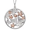 Collier papillons et fleurs plaqué or rose en argent 925/1000 - vue V1