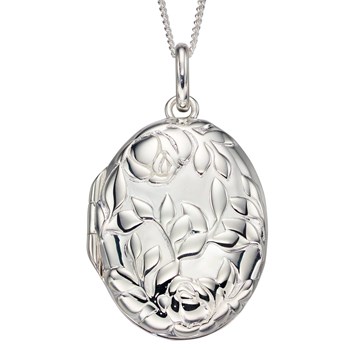 Zilveren 925/1000 bloemen foto hanger ketting