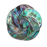 Pendentif Rosace Nacre abalone forme Fleur sertie argent 925