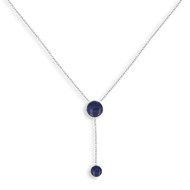 Collier argent 925 rhodié double pierre ronde de lapis lazuli