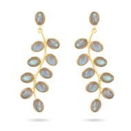 Boucles d'oreille Labradorite sertie argent 925 dorée à l'or fin