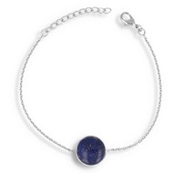 Bracelet ADEN réglable argent rhodié cabochon rond lapis lazuli