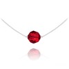 Collier ras du cou en argent 925 rhodié avec perle ronde à facette rouge crystal Swarovski - vue V1