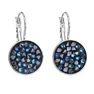 Boucles d'oreilles cristal Swarovski Bleu en plaqué Or Blanc et rhodié