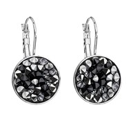 Boucles d'oreilles cristal Swarovski noires en plaqué Or Blanc et rhodié