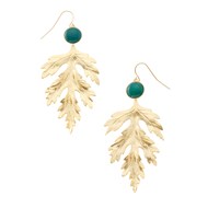 Boucles d'oreilles COLLECTION CONSTANCE ARÈS Agate verte plaqué or tige