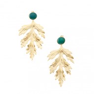 Boucles d'oreilles COLLECTION CONSTANCE ARÈS Agate verte plaqué or clip