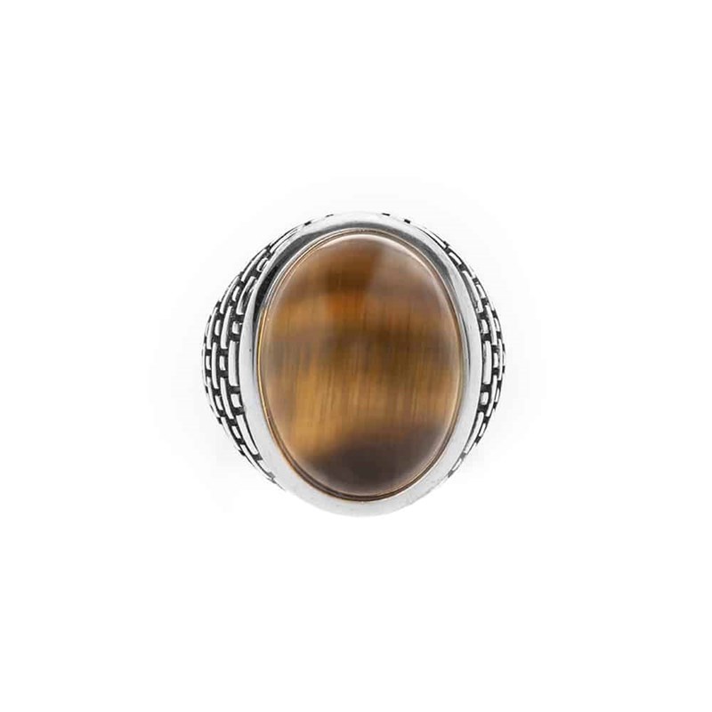 Bague Homme oeil Argent Pierre oeil De Tigre