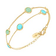 Bracelet argent doré double rangs cristal bleu