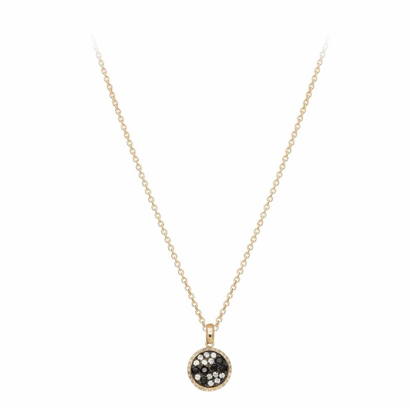 Collier Doré Zirconiums Blanc Et Noir