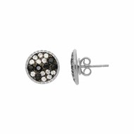 Boucles d'oreilles rhodié zirconiums noir et blanc