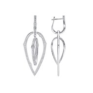 Boucles d'oreilles rhodié zirconiums blanc