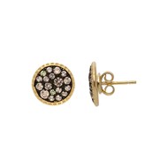 Boucle d'oreillees doré noir zirconiums champagne