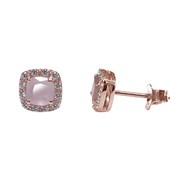 Boucles d'oreilles solitaire carré rose et rose
