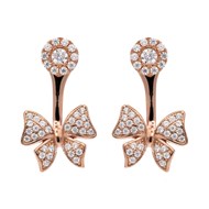 Boucles d'oreilles noeux rose et blanc