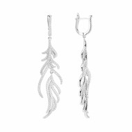Boucles d'oreilles argent plume légère sertie rhodié