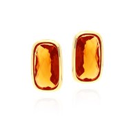 Boucles d'oreilles petit galet doré pierre orange