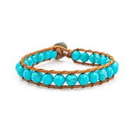 Bracelet LUMI en pierres naturelles de Turquoise et cuir véritable