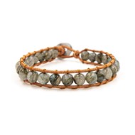 Bracelet DIUM en pierres naturelles de Labradorite et cuir véritable