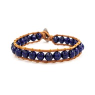 Bracelet IOMA en pierres naturelles de Lapis Lazuli et cuir véritable